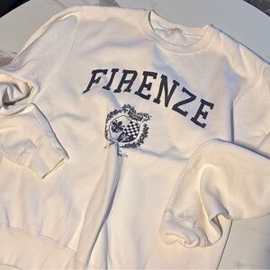 BRANDY MELVILLE ITALY FIRENZE WHITE CREWNECK